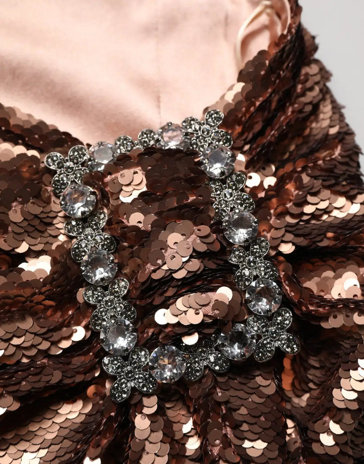 Dolce &amp; Gabbana Rose Gold Embellished Sequinned Maxi Skirt