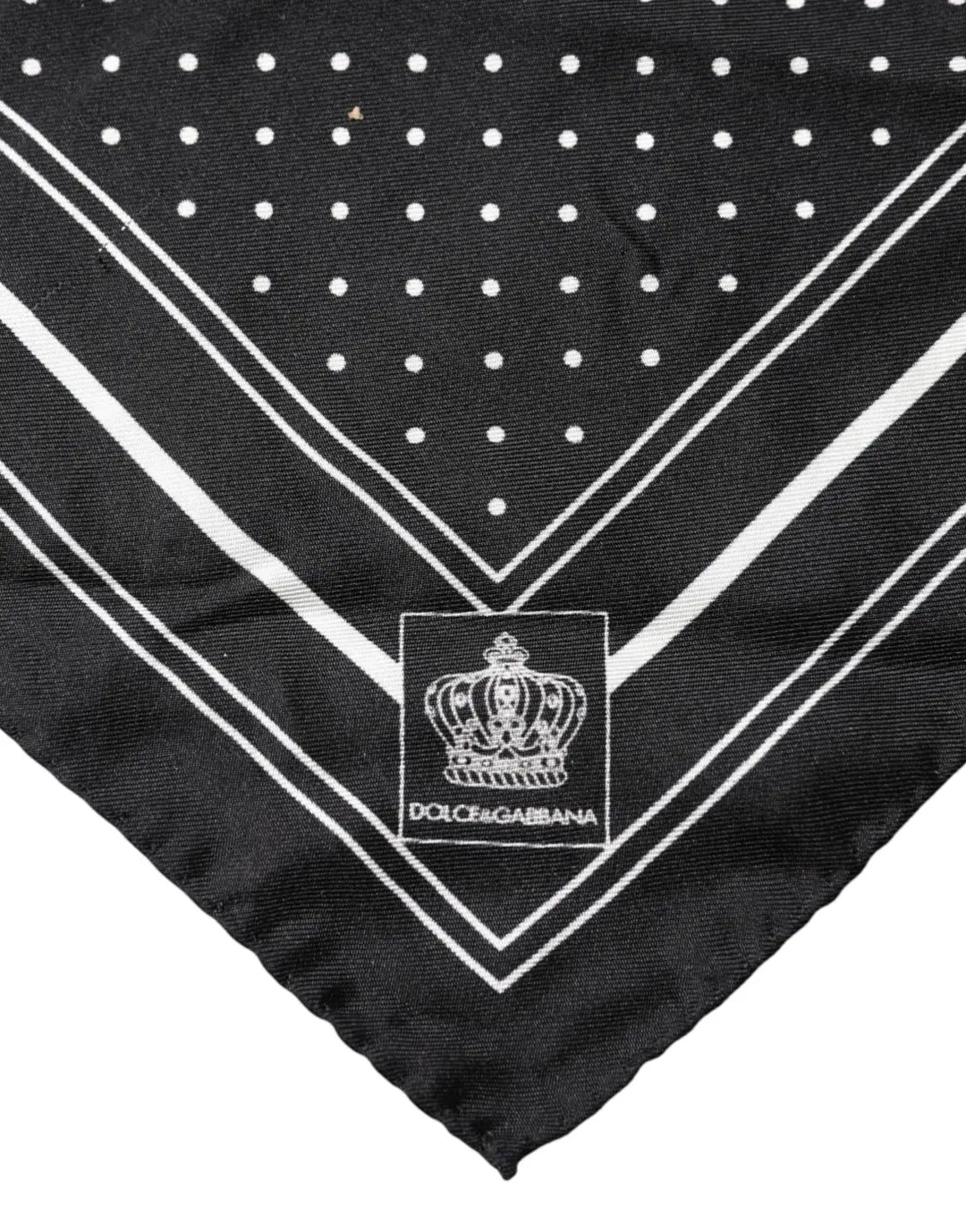 Dolce &amp; Gabbana Scarf Black Poka Dot Men Square Handkerchief