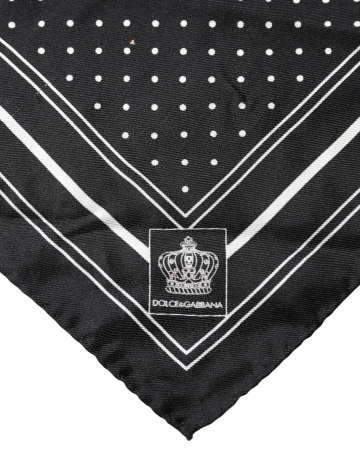 Dolce &amp; Gabbana Scarf Black Poka Dot Men Square Handkerchief