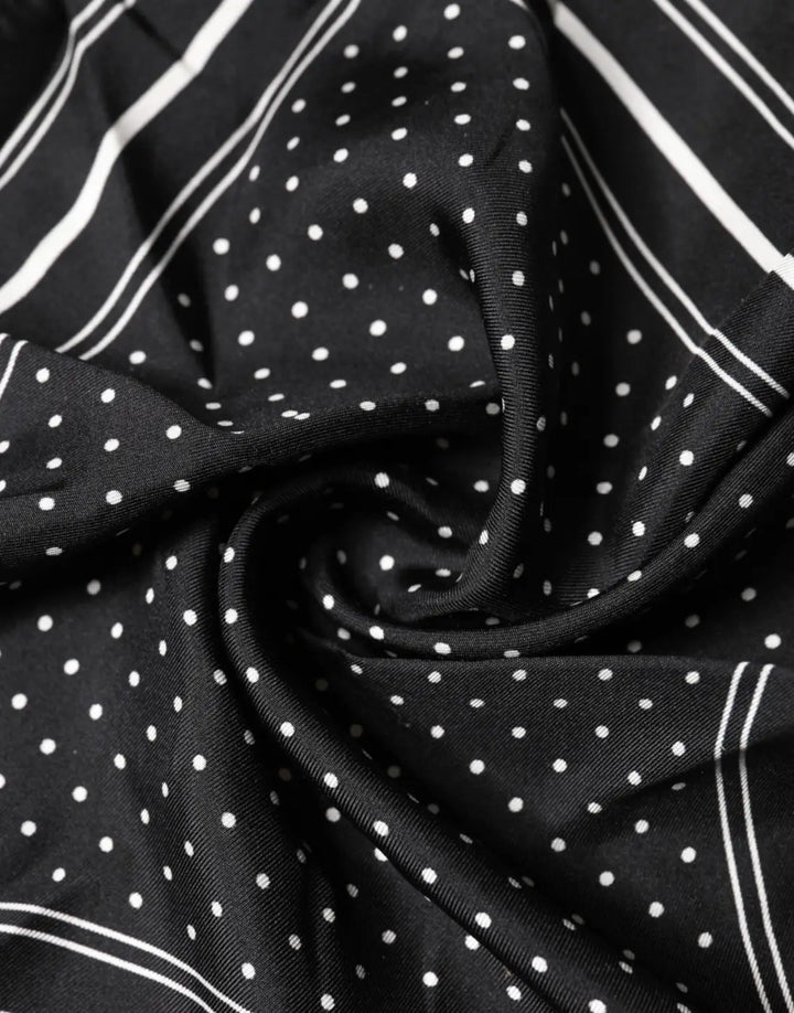 Dolce &amp; Gabbana Scarf Black Poka Dot Men Square Handkerchief