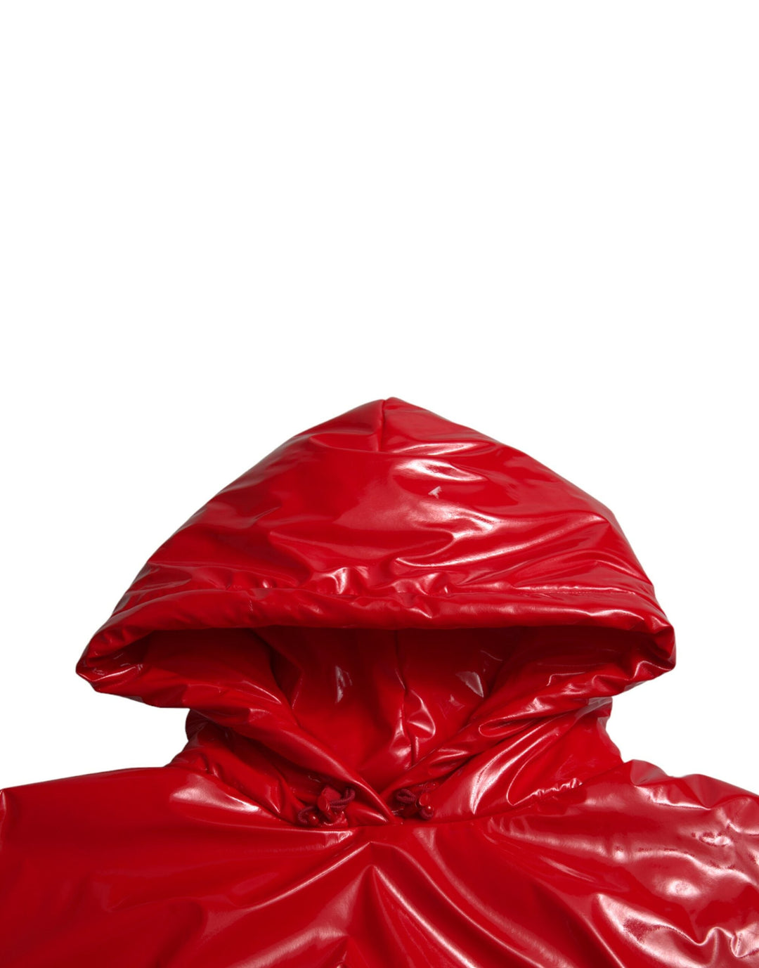 Dolce &amp; Gabbana Rain Coats - Shiny Red Hooded Cropped Short Coat Jacket