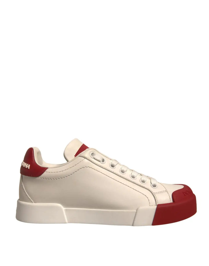 Dolce &amp; Gabbana Shoes White Leather Logo Portofino Sneakers