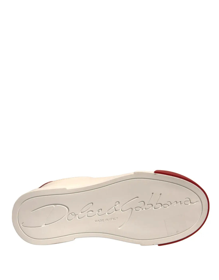 Dolce &amp; Gabbana Shoes White Leather Logo Portofino Sneakers