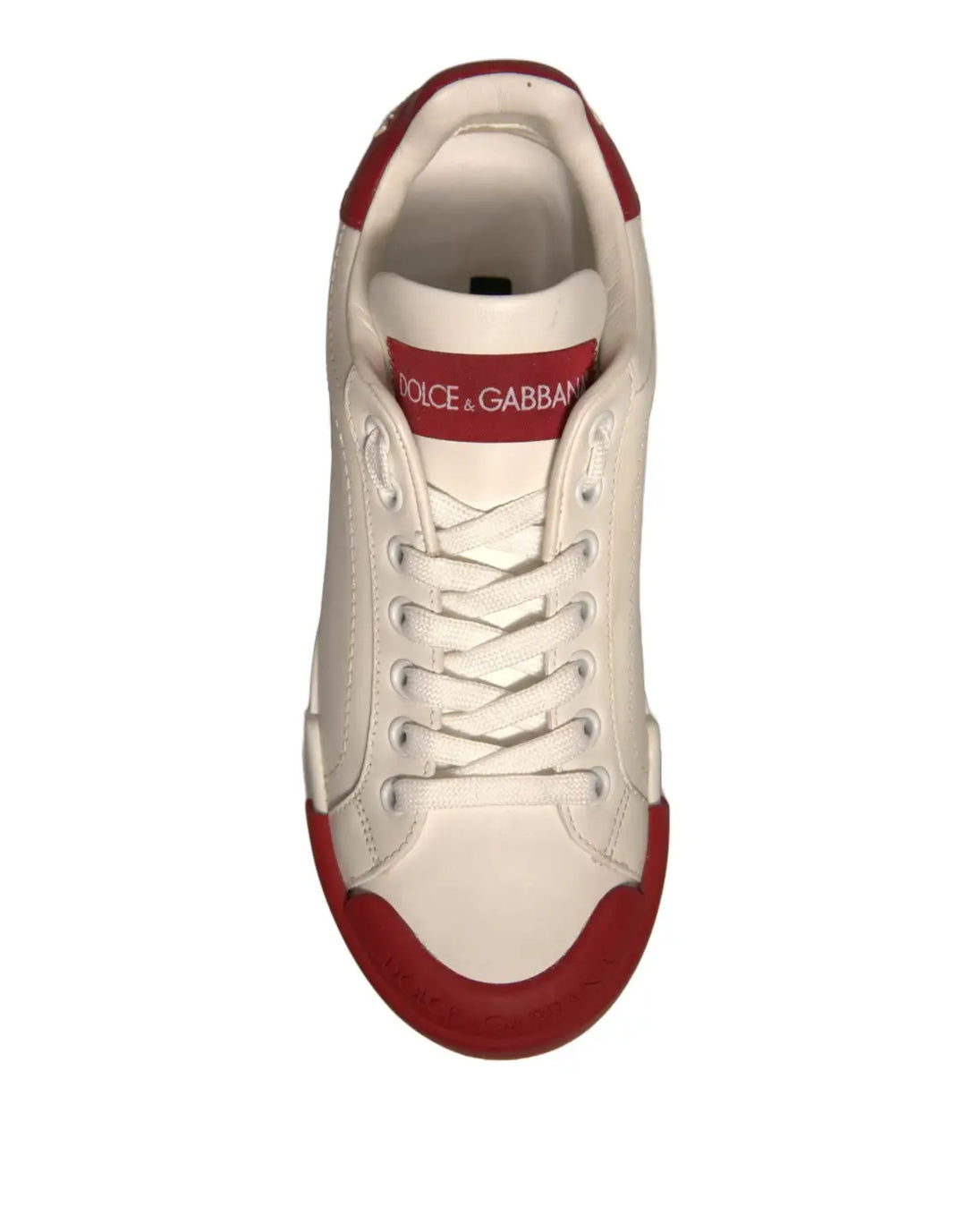 Dolce &amp; Gabbana Shoes White Leather Logo Portofino Sneakers