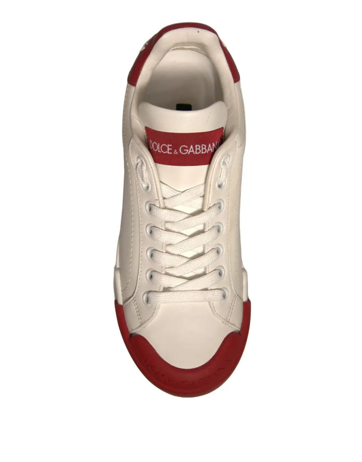 Dolce &amp; Gabbana Shoes White Leather Logo Portofino Sneakers