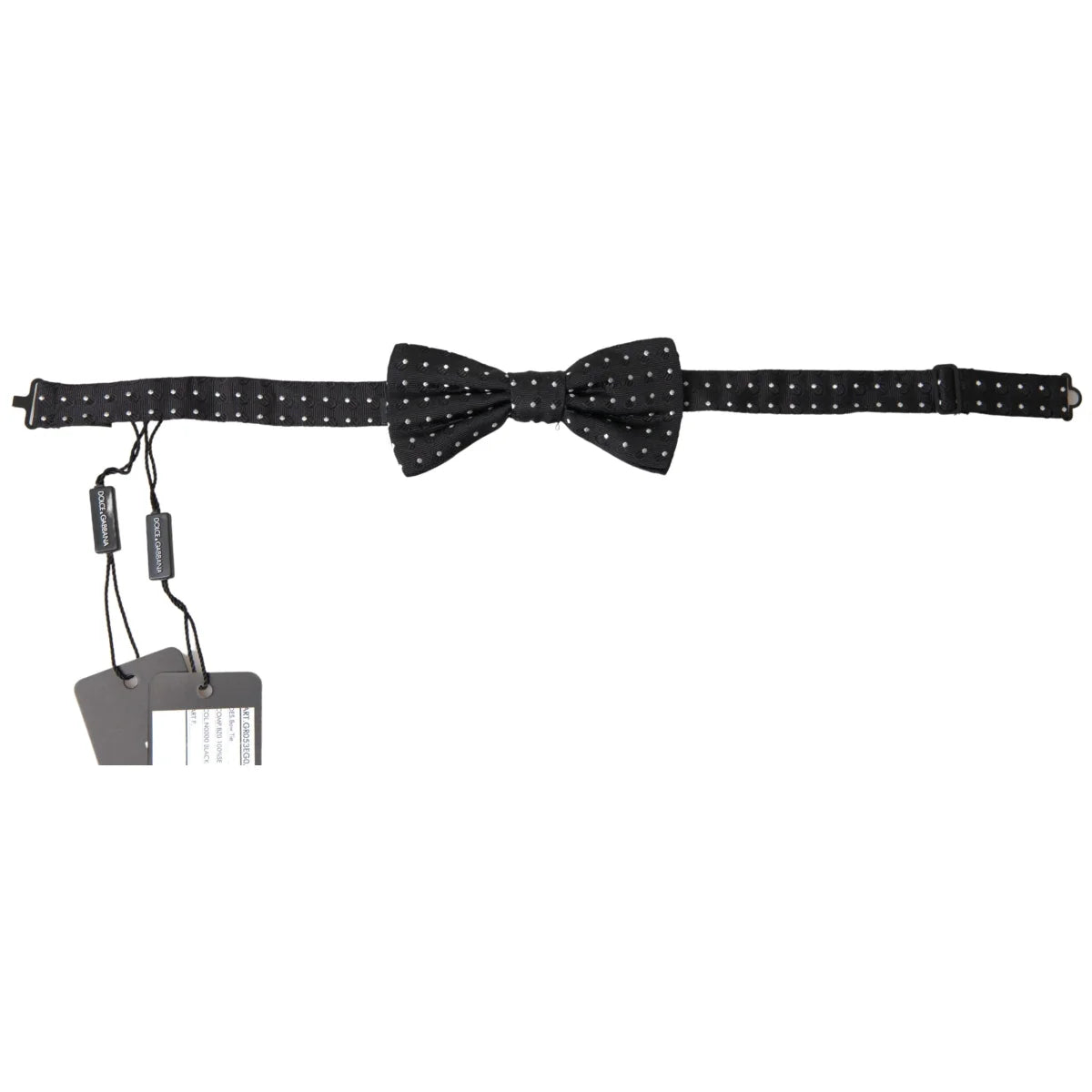 Dolce Gabbana Silk Adjustable Bow Tie with Elegant Metal Hook &