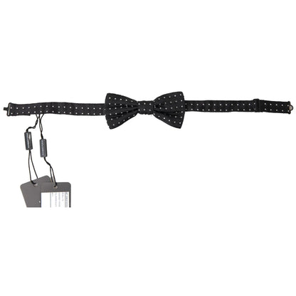 Dolce Gabbana Silk Adjustable Bow Tie with Elegant Metal Hook &