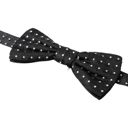 Dolce Gabbana Silk Adjustable Bow Tie with Elegant Metal Hook &