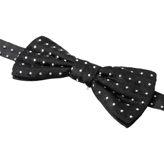 Dolce Gabbana Silk Adjustable Bow Tie with Elegant Metal Hook &