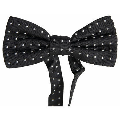 Dolce Gabbana Silk Adjustable Bow Tie with Elegant Metal Hook &