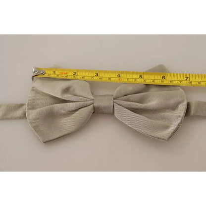 Dolce & Gabbana Silk Adjustable Bow Tie with Metal Hook Clasp