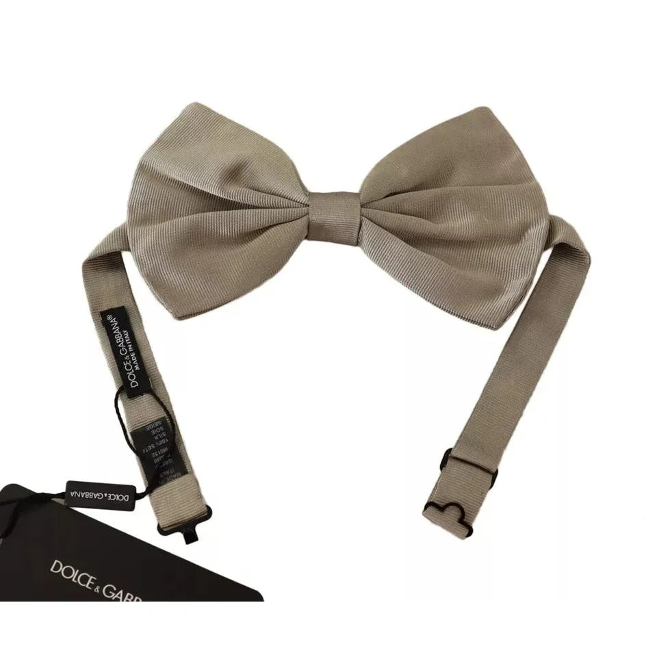Dolce & Gabbana Silk Adjustable Bow Tie with Metal Hook Clasp
