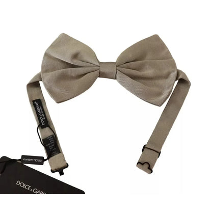 Dolce & Gabbana Silk Adjustable Bow Tie with Metal Hook Clasp