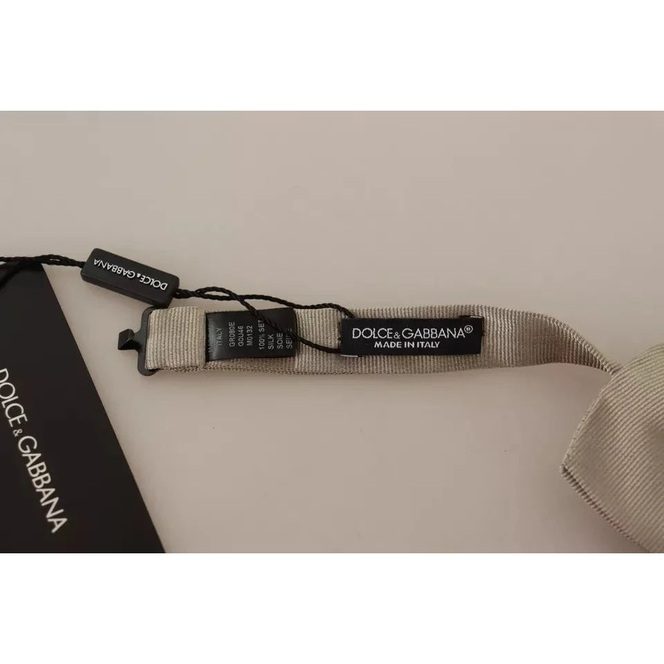 Dolce & Gabbana Silk Adjustable Bow Tie with Metal Hook Clasp