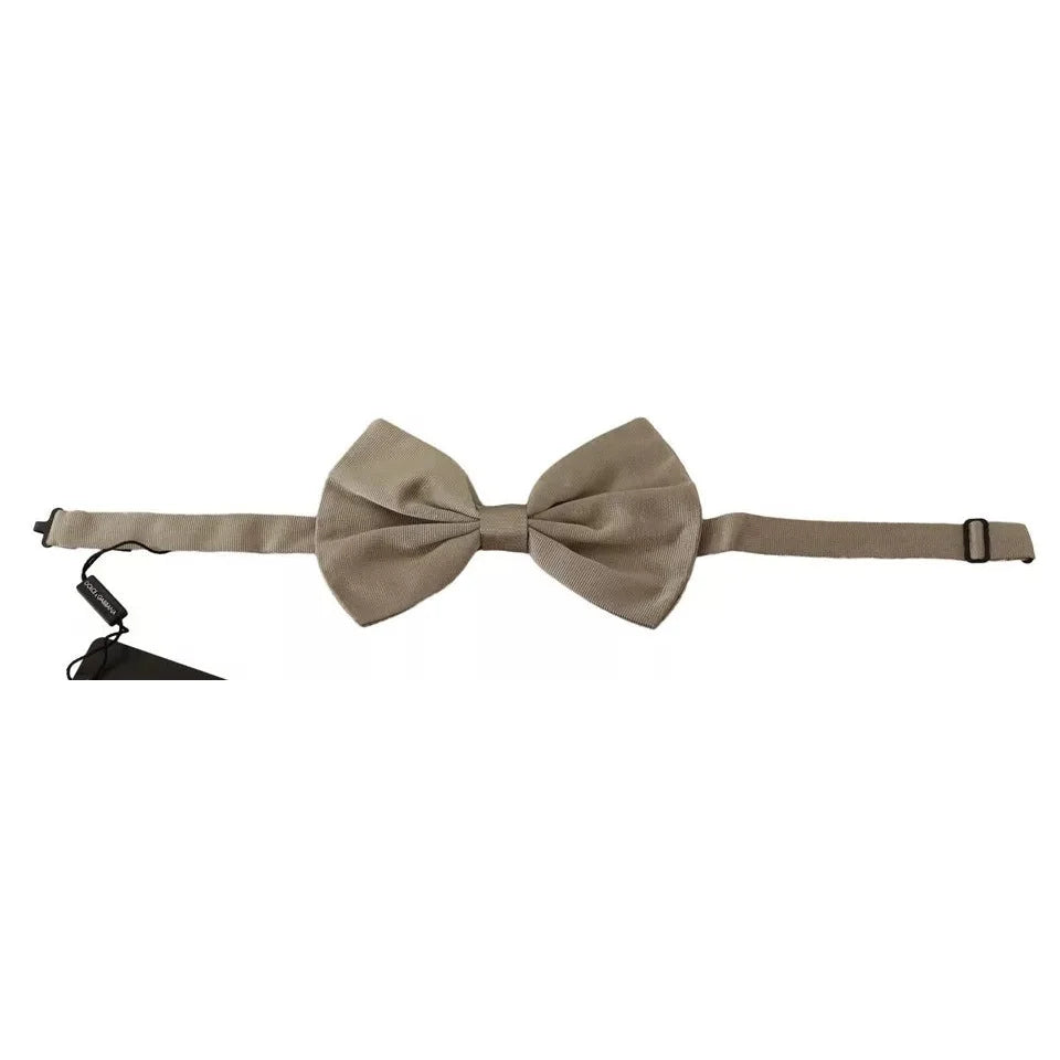Dolce & Gabbana Silk Adjustable Bow Tie with Metal Hook Clasp