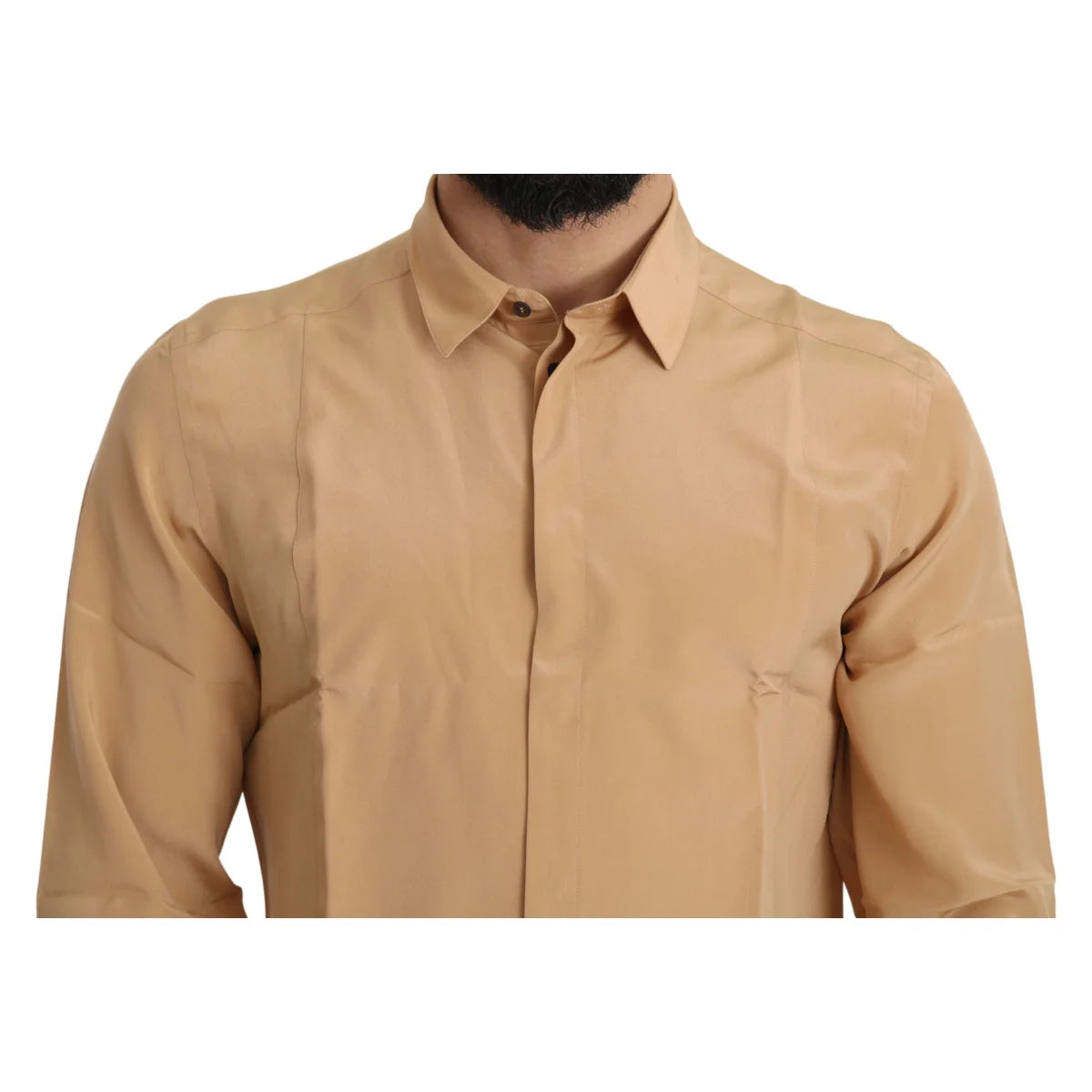 Dolce & Gabbana Silk Gold Slim Shirt for Formal Occasions