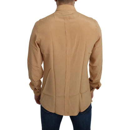 Dolce & Gabbana Silk Gold Slim Shirt for Formal Occasions