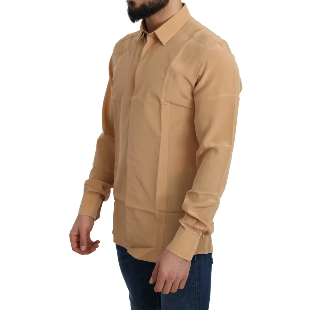 Dolce & Gabbana Silk Gold Slim Shirt for Formal Occasions