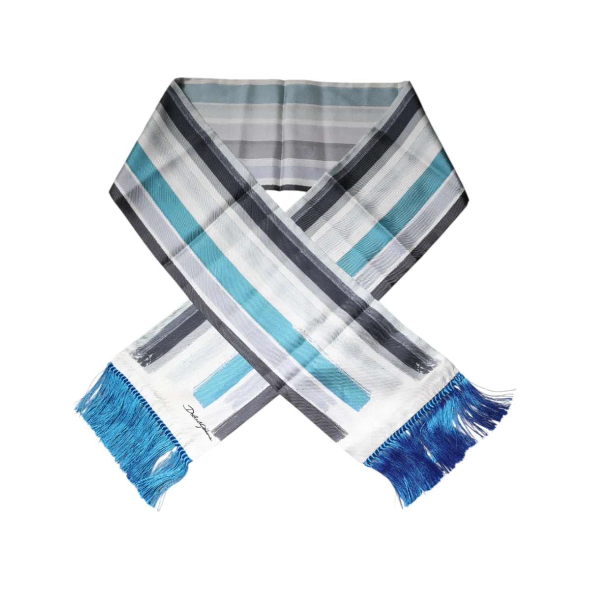 Dolce and Gabbana Silk Scarf with Multicolor Stripes &