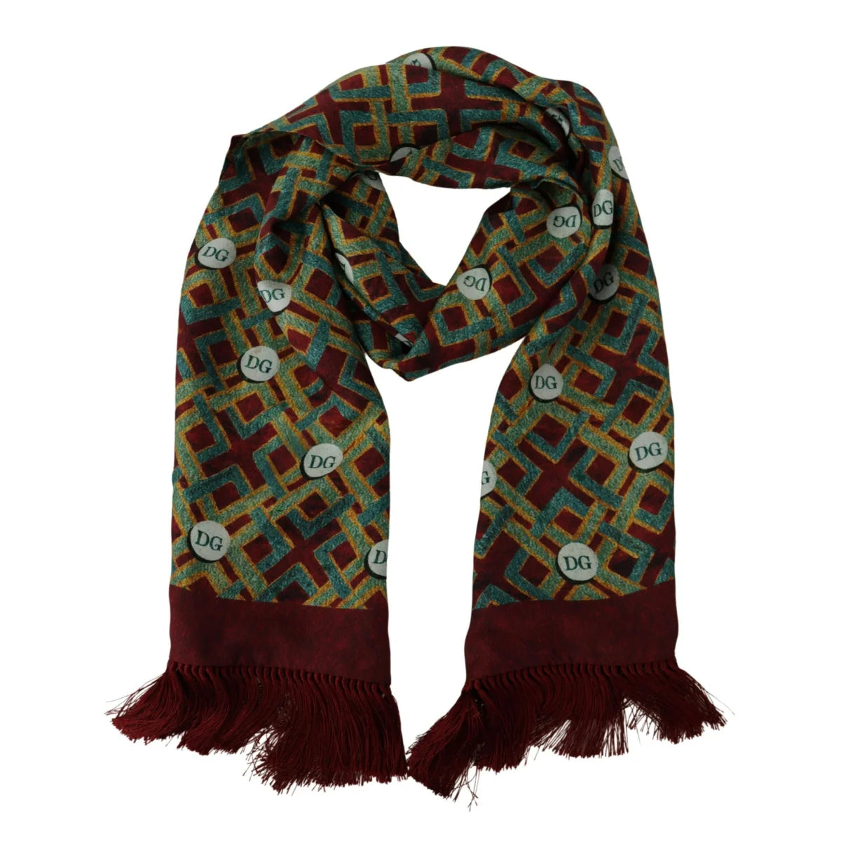 Dolce & Gabbana Silk Scarf Wrap 100% Authentic Vibrant Multicolor Logo