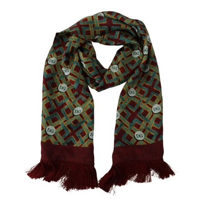 Dolce & Gabbana Silk Scarf Wrap 100% Authentic Vibrant Multicolor Logo