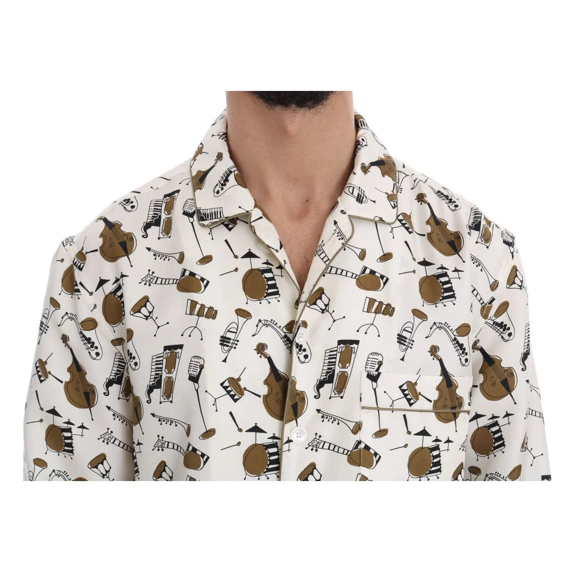 Dolce & Gabbana Silk Shirt with Exclusive Jazz Motive Print
