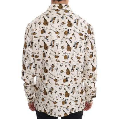 Dolce & Gabbana Silk Shirt with Exclusive Jazz Motive Print