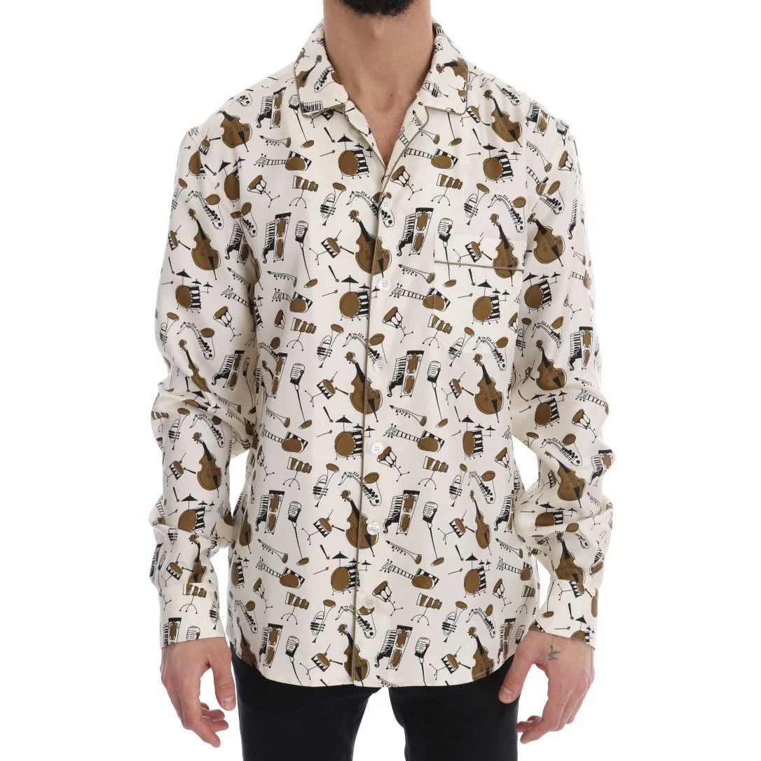 Dolce & Gabbana Silk Shirt with Exclusive Jazz Motive Print