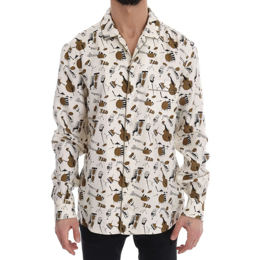 Dolce & Gabbana Silk Shirt with Exclusive Jazz Motive Print