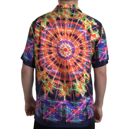 Dolce & Gabbana Silk Shirt with Multicolor Luminarie Print
