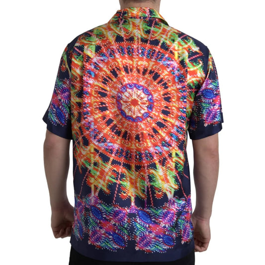 Dolce & Gabbana Silk Shirt with Multicolor Luminarie Print