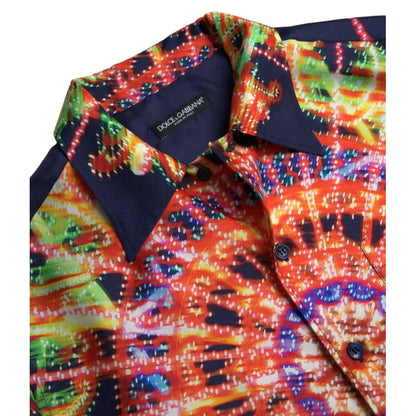 Dolce & Gabbana Silk Shirt with Multicolor Luminarie Print