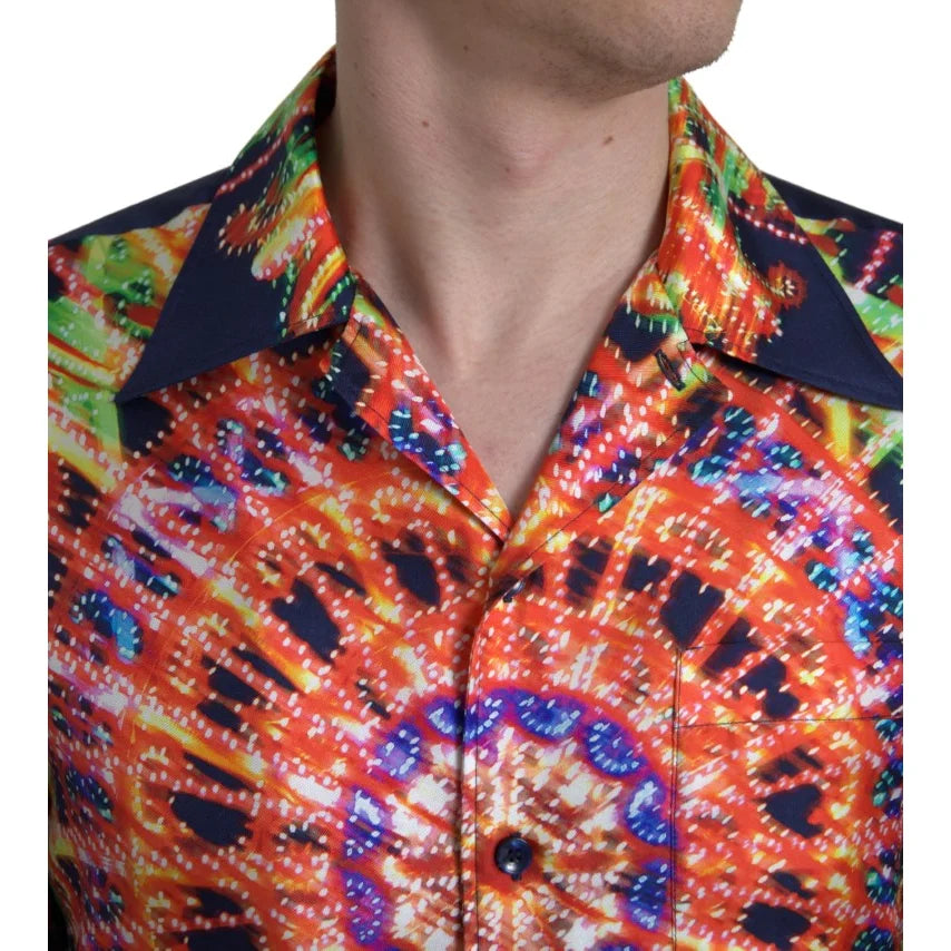 Dolce & Gabbana Silk Shirt with Multicolor Luminarie Print