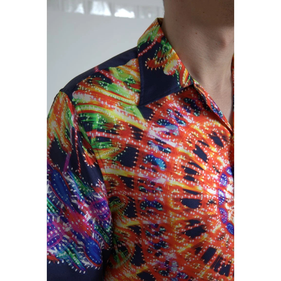 Dolce & Gabbana Silk Shirt with Multicolor Luminarie Print