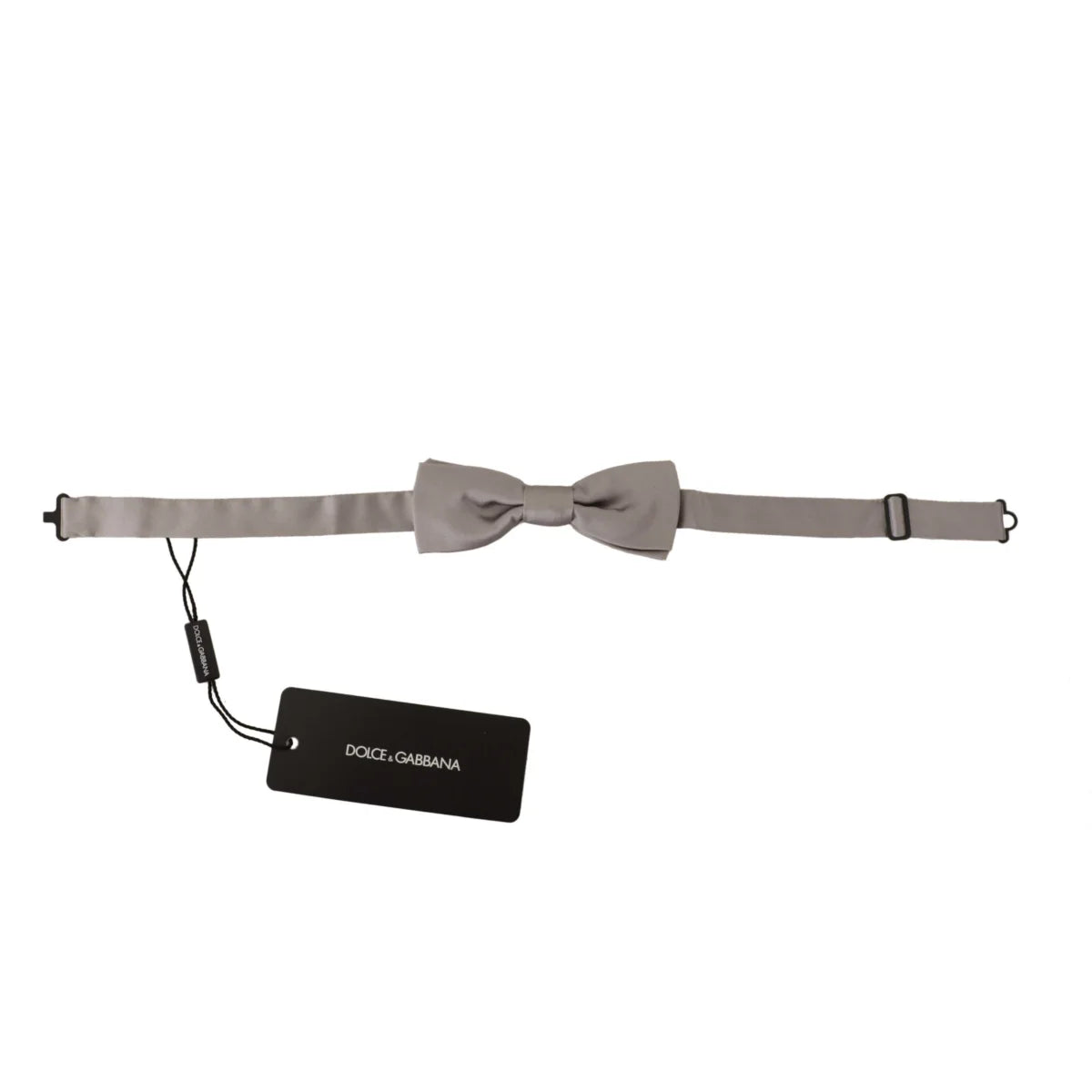 Dolce & Gabbana Silver 100% Silk Slim Adjustable Neck Papillon Tie