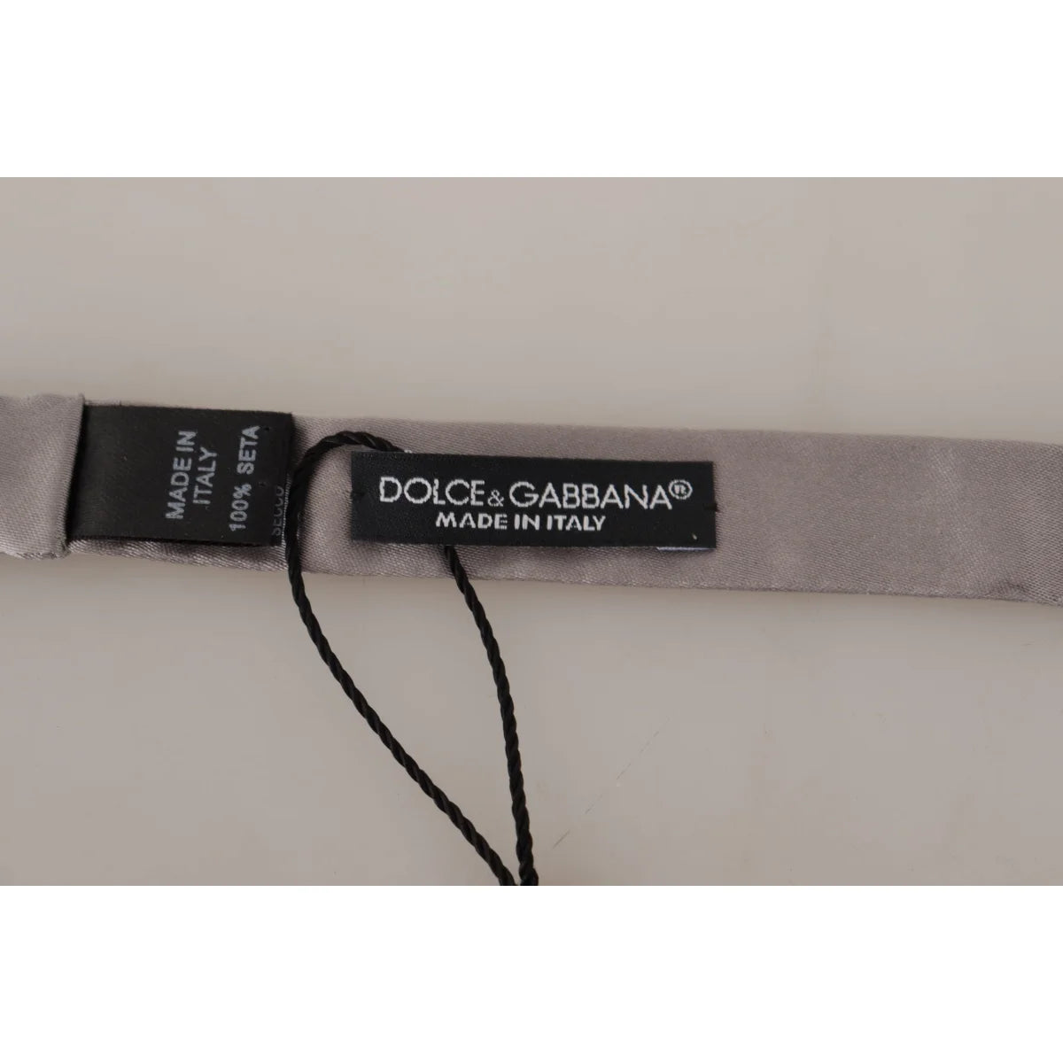 Dolce & Gabbana Silver 100% Silk Slim Adjustable Neck Papillon Tie