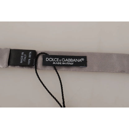 Dolce & Gabbana Silver 100% Silk Slim Adjustable Neck Papillon Tie
