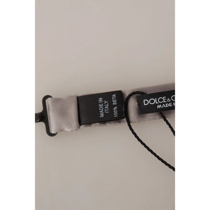Dolce & Gabbana Silver 100% Silk Slim Adjustable Neck Papillon Tie