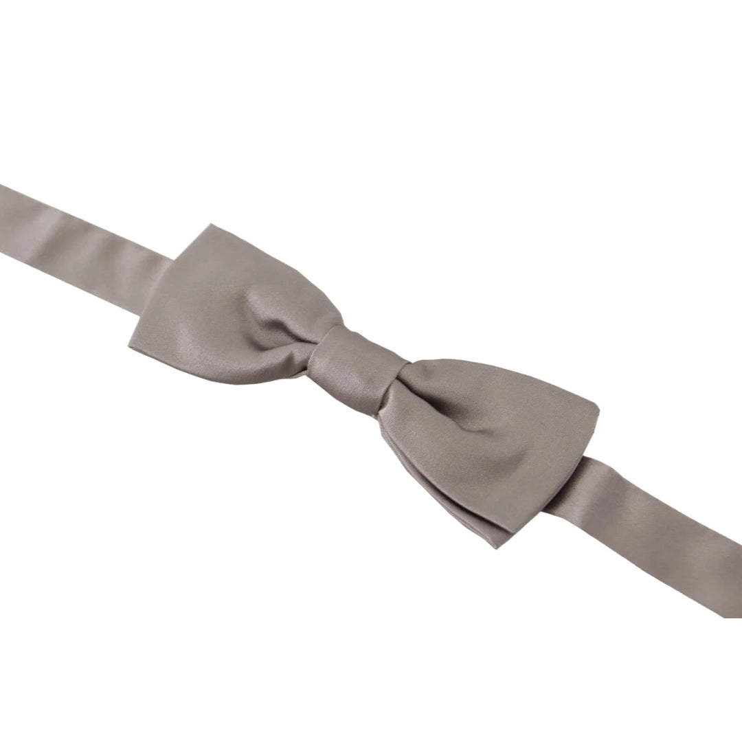 Dolce & Gabbana Silver 100% Silk Slim Adjustable Neck Papillon Tie