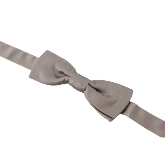 Dolce & Gabbana Silver 100% Silk Slim Adjustable Neck Papillon Tie