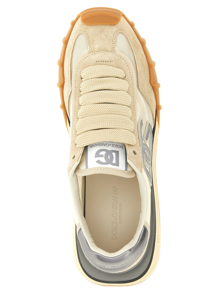 Dolce &amp; Gabbana Silver Calfskin Athletic Sneakers