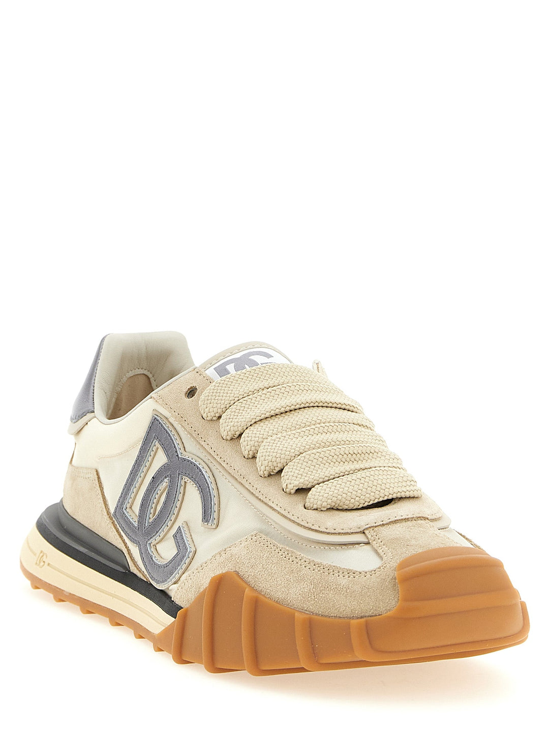 Dolce &amp; Gabbana Silver Calfskin Athletic Sneakers