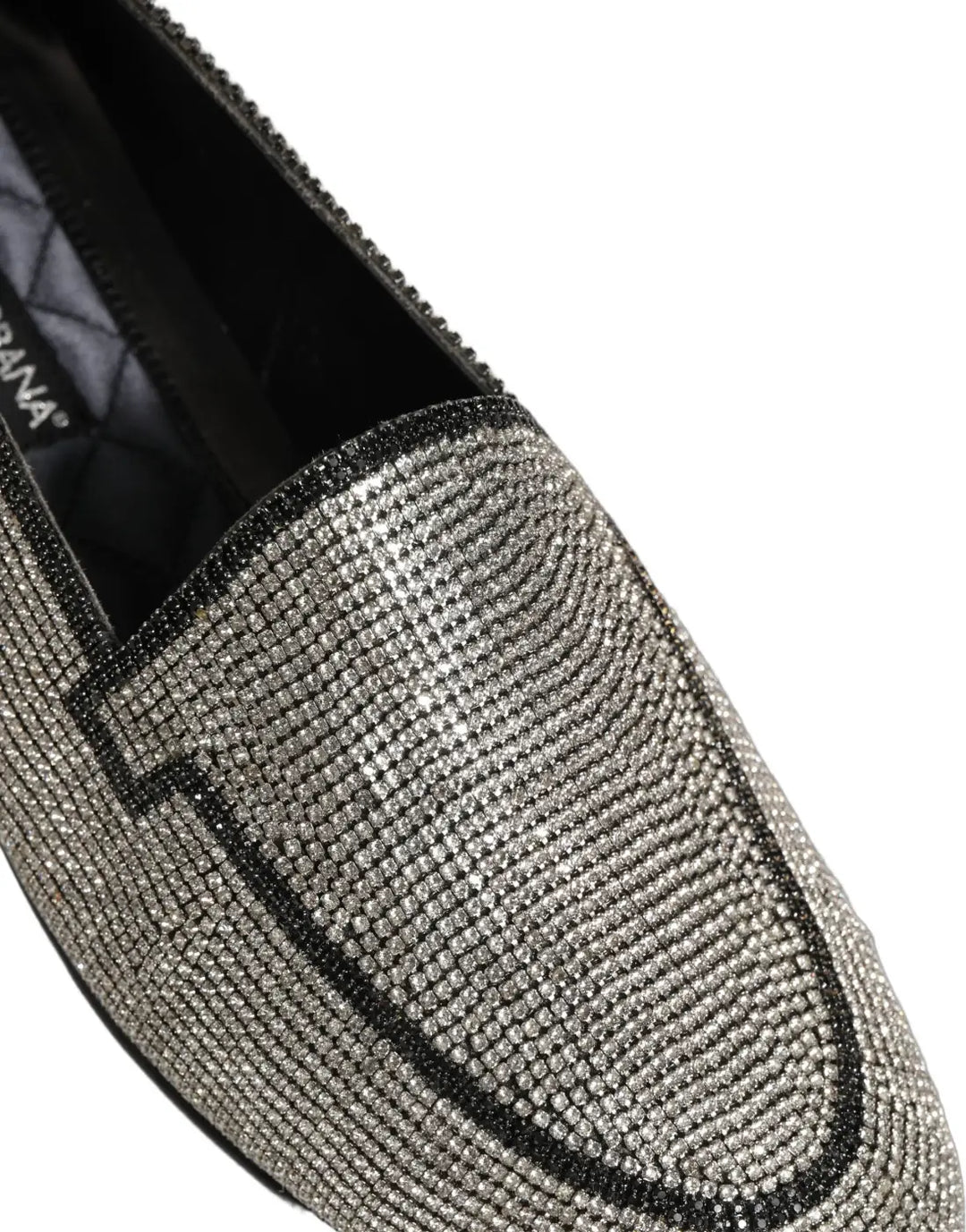 Dolce &amp; Gabbana Silver Crystal Embellished Men Loafers Shoes