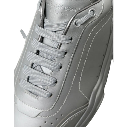 Dolce & Gabbana Silver Daymaster Calfskin Sneakers Rubber Sole Shoes