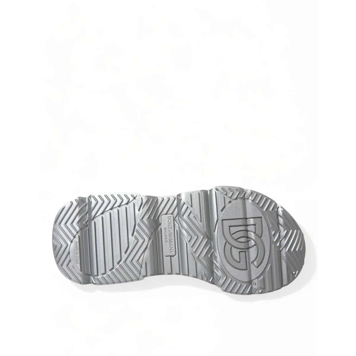 Dolce & Gabbana Silver Daymaster Calfskin Sneakers Rubber Sole Shoes