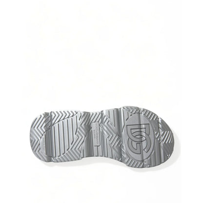 Dolce & Gabbana Silver Daymaster Calfskin Sneakers Rubber Sole Shoes