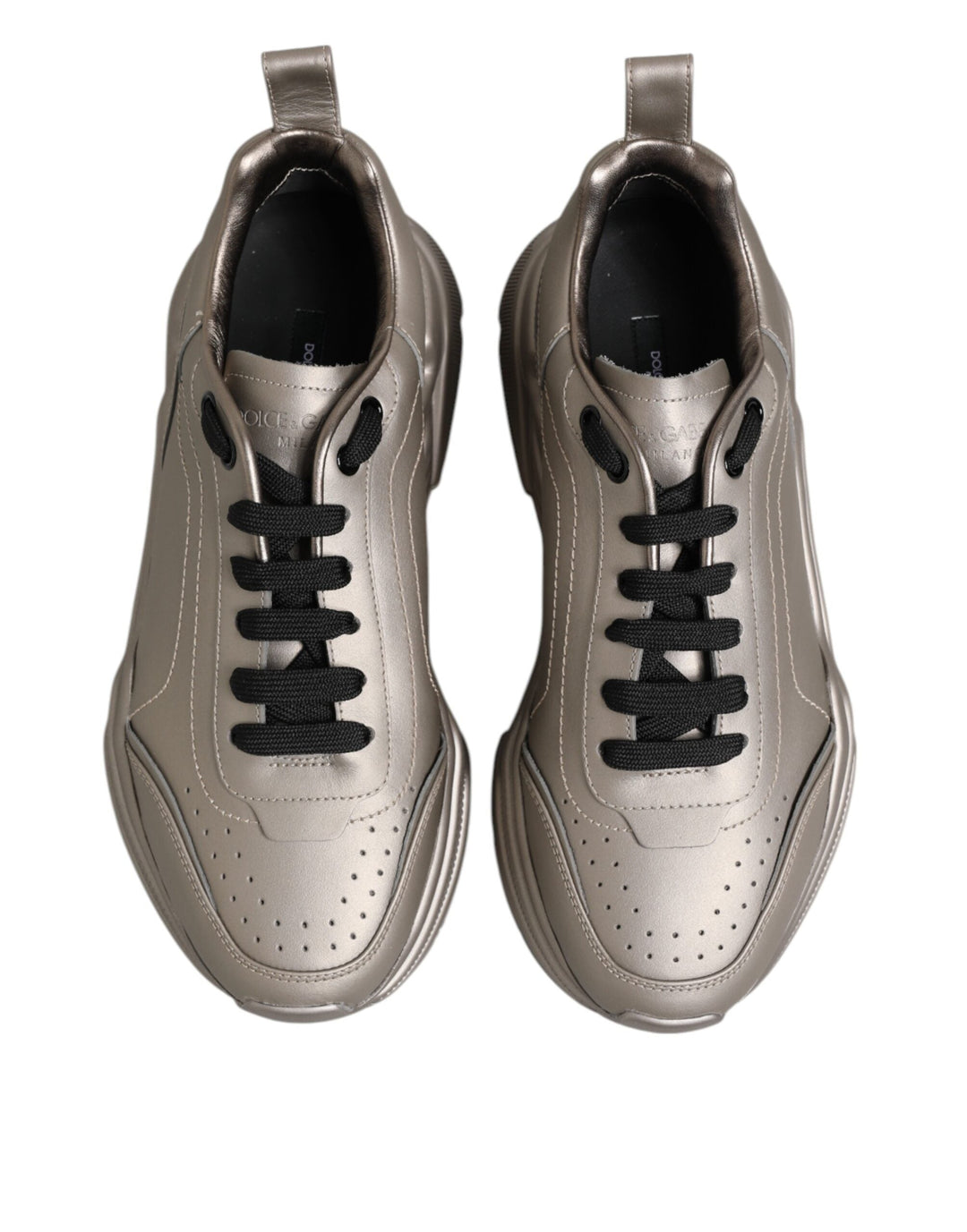 Dolce &amp; Gabbana Silver Daymaster Leather Men Sneakers Shoes