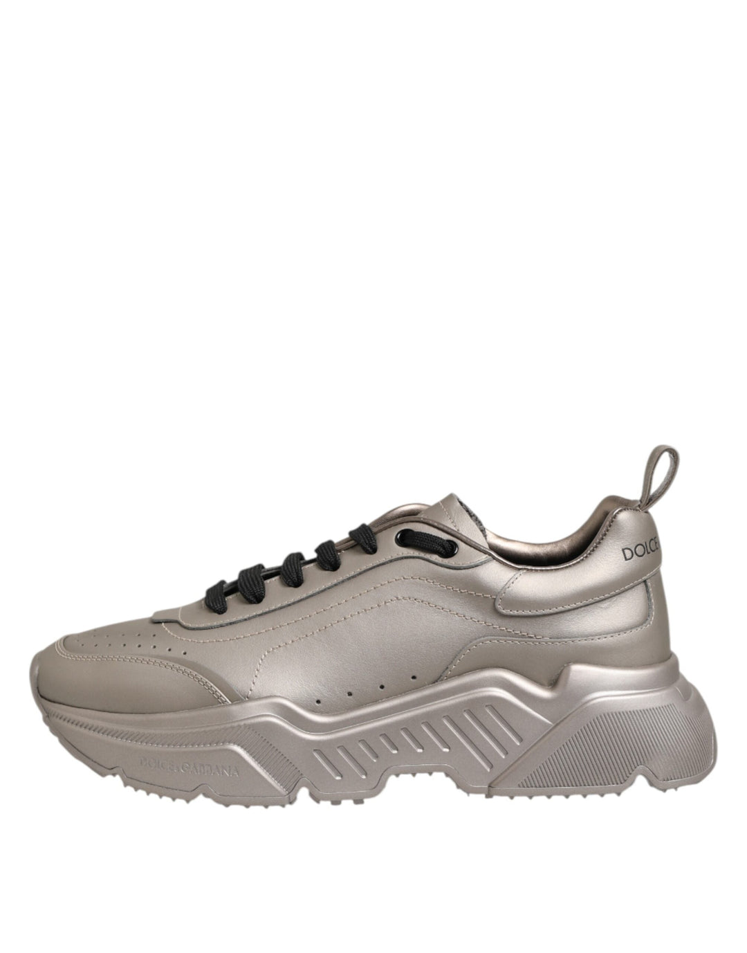 Dolce &amp; Gabbana Silver Daymaster Leather Men Sneakers Shoes