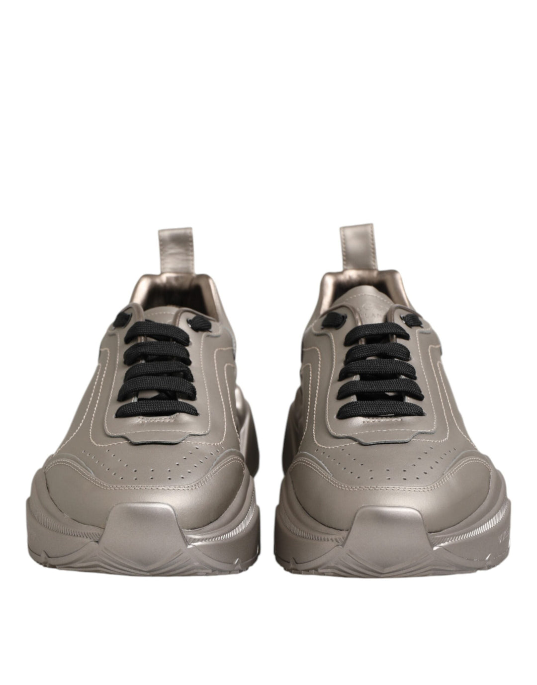 Dolce &amp; Gabbana Silver Daymaster Leather Men Sneakers Shoes