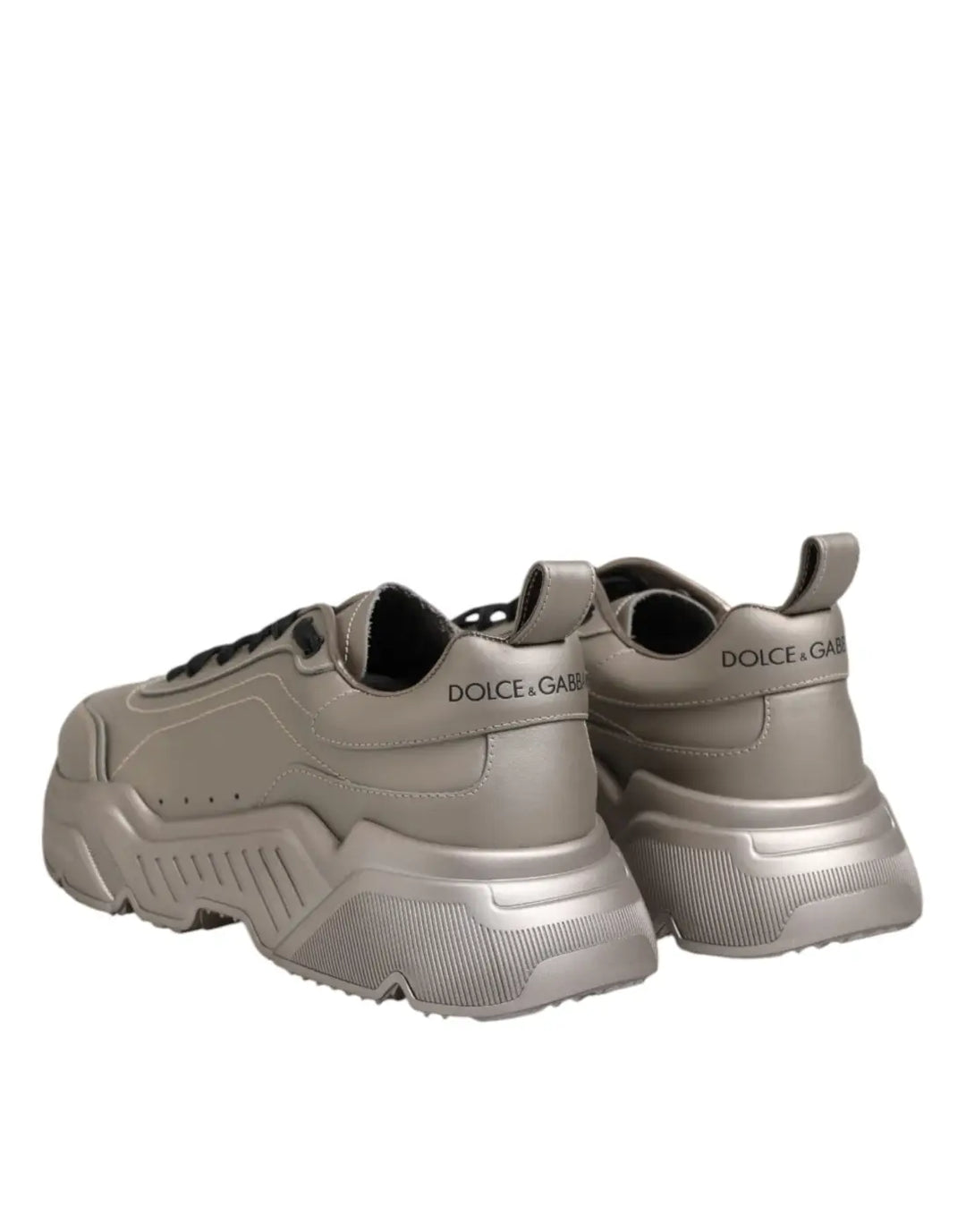 Dolce &amp; Gabbana Silver DAYMASTER Leather Men Sneakers Shoes